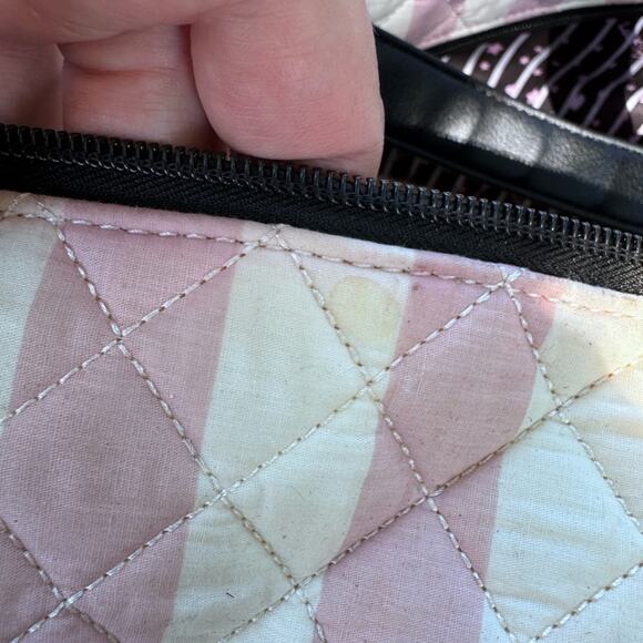 Luv Betsey Johnson Quilted Pink, Black & White Weekender Extra Large Duffle Bag - Picture 14 of 16